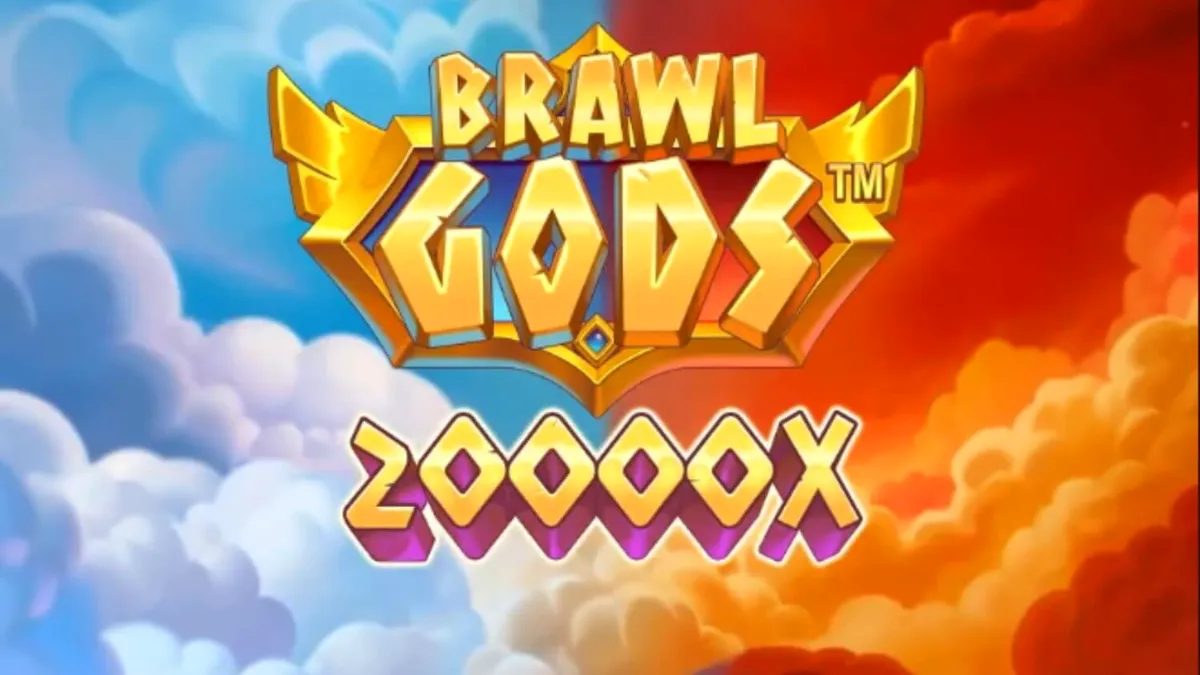 Design de tela dividida do slot Brawl Gods mostrando Zeus e Hades